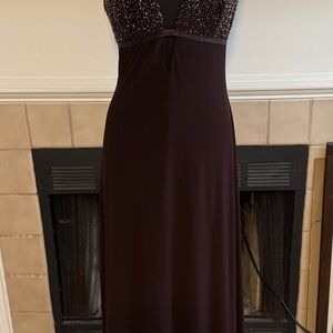 Laundry by Shelli Segal Brown Cocktail/Party Satin Dress with Sequin Bodice